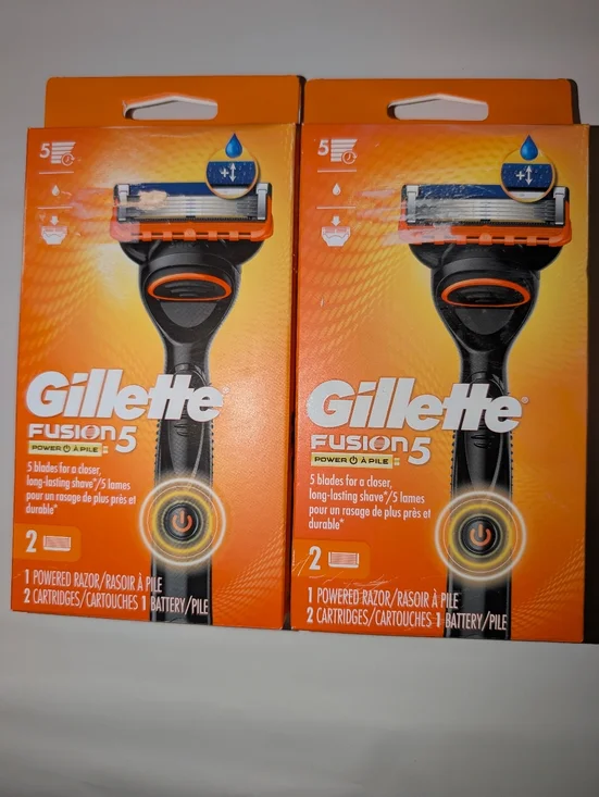 NIB 2 Gillette Fusion5 Power Razor for Men, 1 Power Razor, 2 Cartridges, Per Box