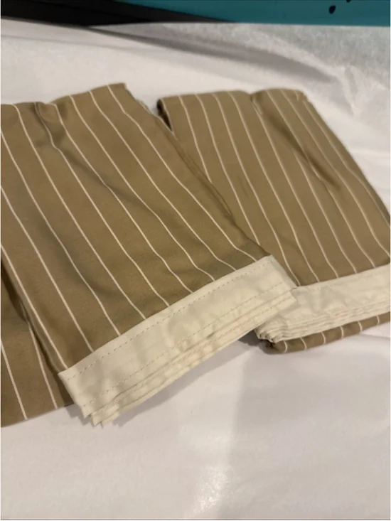 Ralph Lauren 52nd Street Caramel Pinstripe Sateen King Pillowcases Vintage NWOT