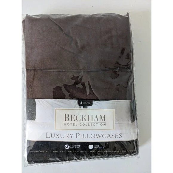 Pillow Cases Set 4 Hotel Quality Soft Breathable Cover Microfiber Brown Beckham