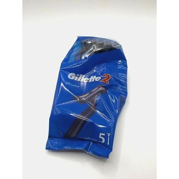 Gillette 2 Disposable Razors 5 Pack Twin Blade Men's Shaving Razors Brand New