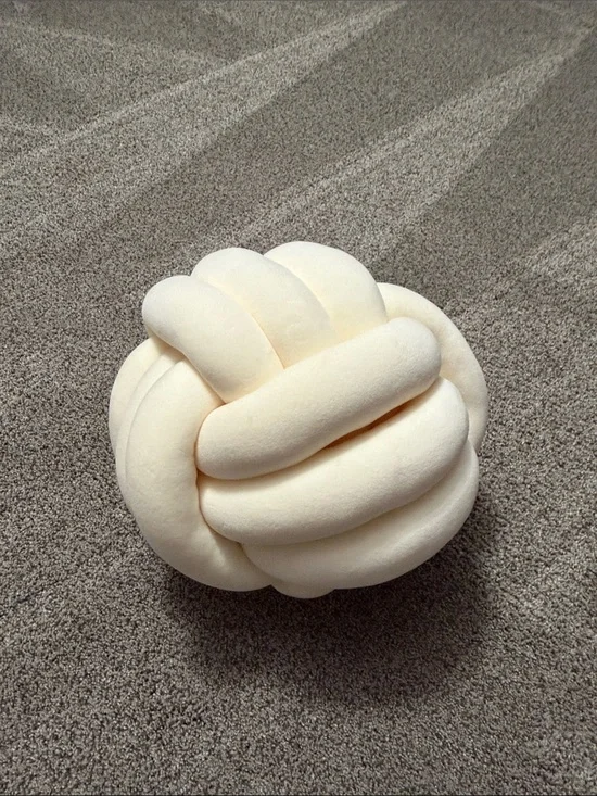 Cream Knotted Decorative Pillow
