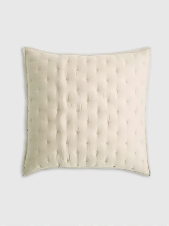Quince Bamboo Dream Quilted Euro Sham, Ivory NWOT