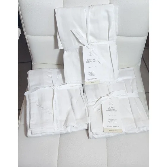 Boll & Branch Signature Organic Cotton Body Pillow Protector Case White 18x54