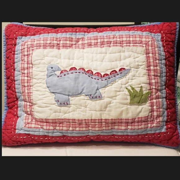 Dinosaur Quilted Pillow Potter Barn Small Pillow Patchwork Quilted 11