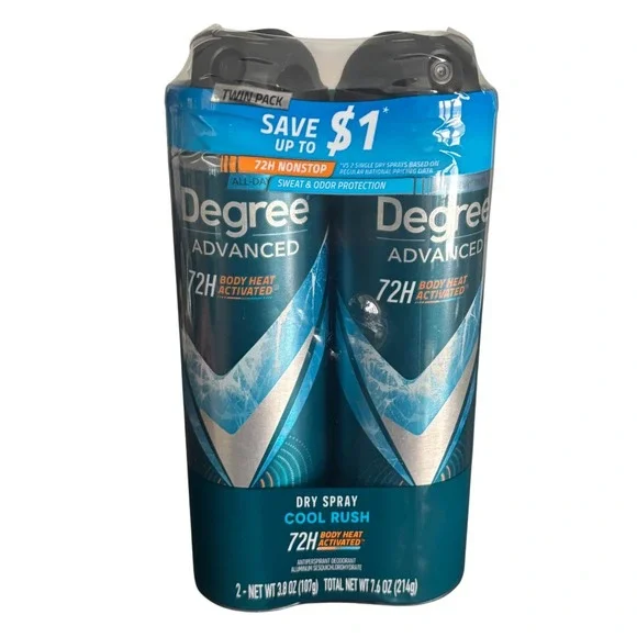 Degree Advanced Cool Rush 72H Dry Spray Antiperspirant Twin Pack 2 x 3.8oz