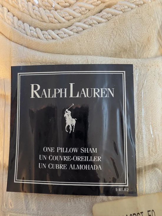 Ralph Lauren Cream Decorative Pillow Sham with Braided Trim (3 Available)