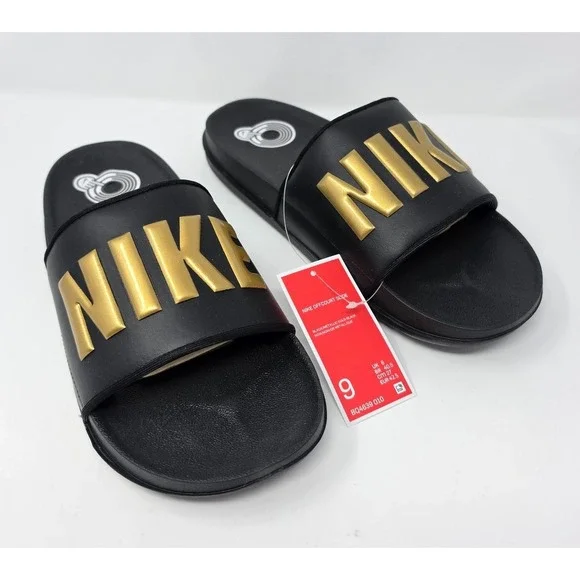 Nike Offcourt Slide Men's Black Metallic Gold Sandals BQ4639-010 Size 9