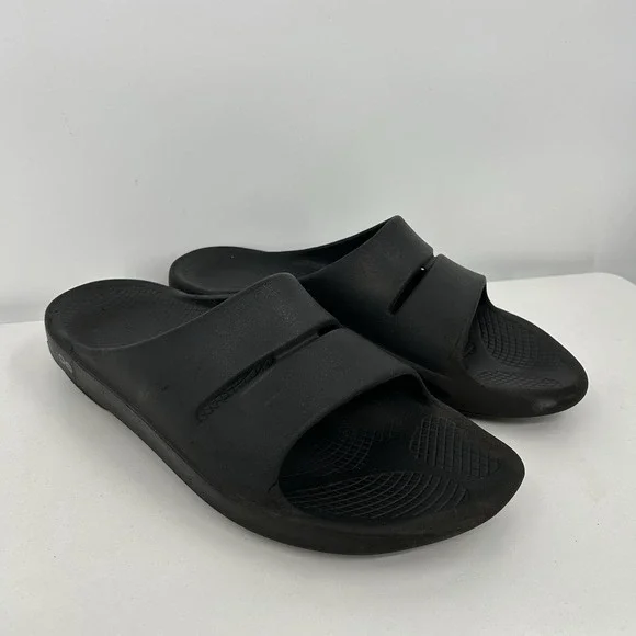 Oofos Ooahh Lightweight Recovery Slide Comfort Sandals Men 13 Black Beach‎