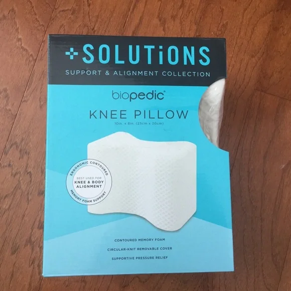 NIB Solutions Biopedic Ergonomic Knee Pillow Memory Foam White Posture Comfort