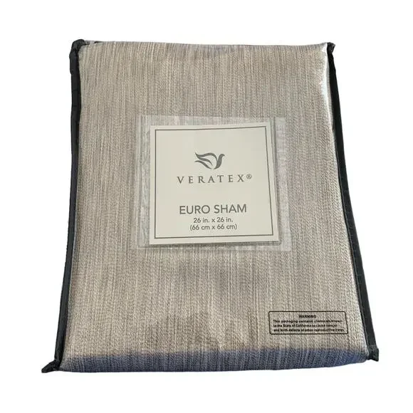 Veratex DICAPRIO Reversible Euro Sham 26 x 26 Gray Tan Subtle Stripe NEW