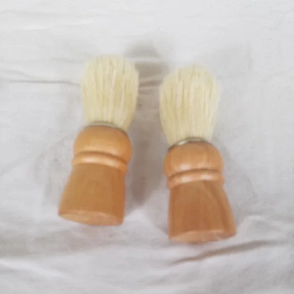 Shaving Brush Set Mens Tan new Wood Handle Traditional 2pc natural/syn bristles