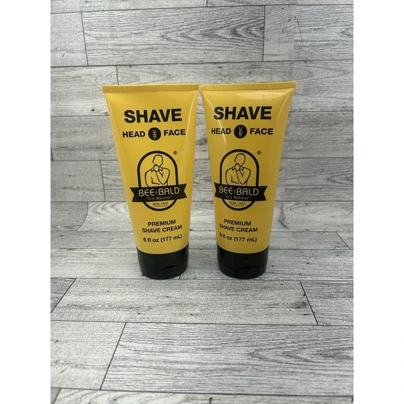 Lot Of 2 Bee Bald SHAVE Premium Shaving Cream 6 Ounces. Both New One Open Unused