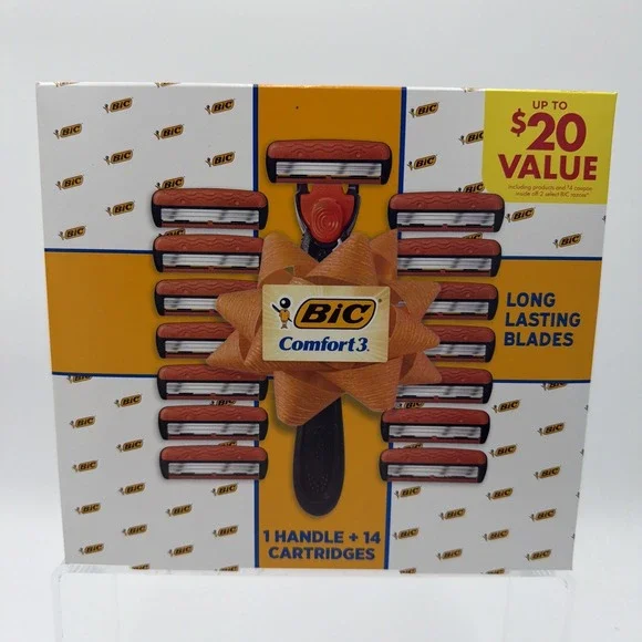 BIC Comfort 3 Refillable Men's 3-Blade Manual Razors, 1 Handle and 14 Cartridges