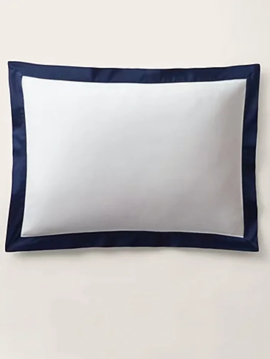 Ralph Lauren Home Organic Cotton Sateen Border Sham King Size Polo Navy Luxury