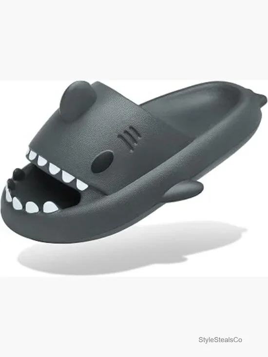 Unisex Shark Slides Cloud Slippers Novelty Open Toe Sandals Anti-Slip Cushioned