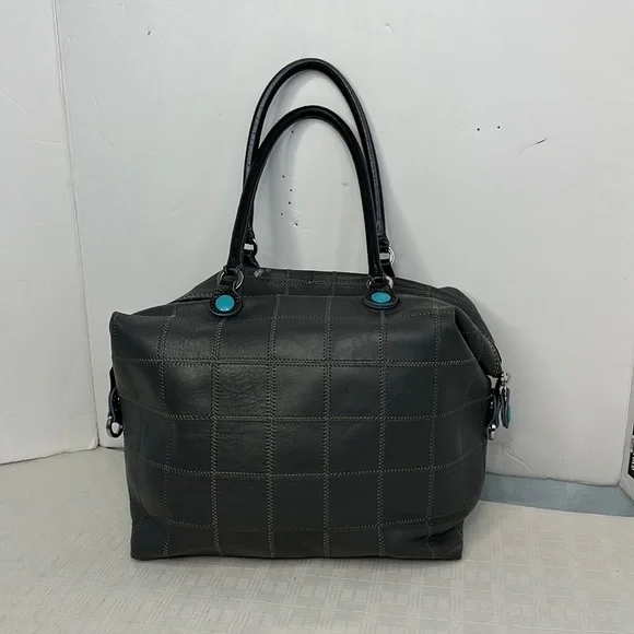 Gabs ITALIAN Tote Bag Blue Leather Woven Patchwork bag