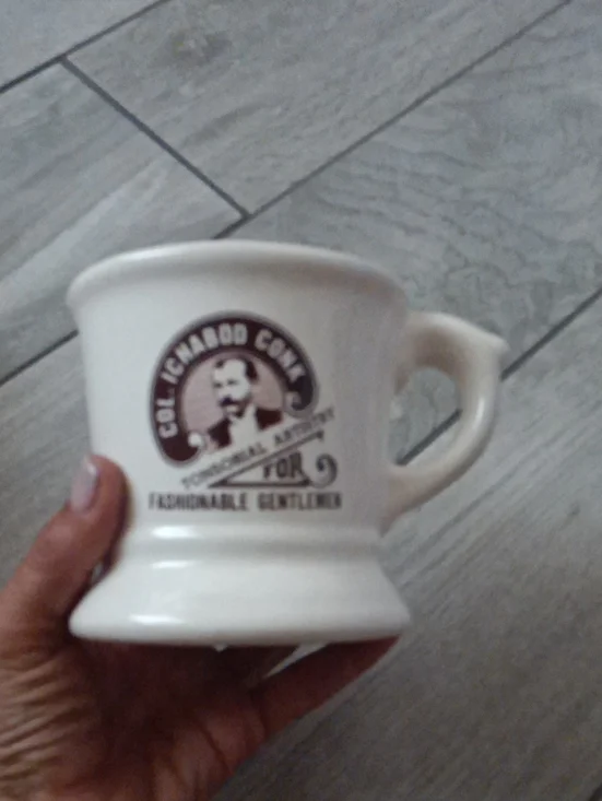 Col. Ichabod Crane Ceramic Shaving Mug - Cream with Brown Logo