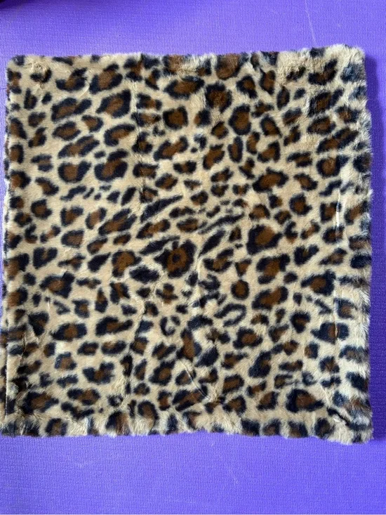 Faux Fur Leopard Print Square Accent Pillows 18x18 Set of 2