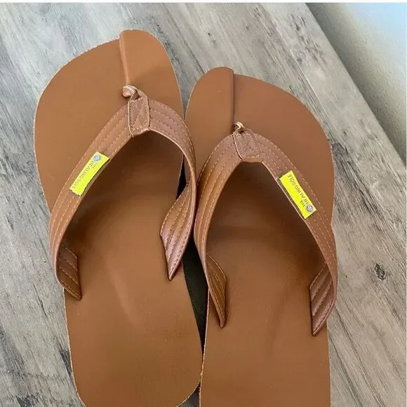 ❤️ The Healing Sole Flip Flops Sandals Unisex Brown Leather Plantar Fasciitis
