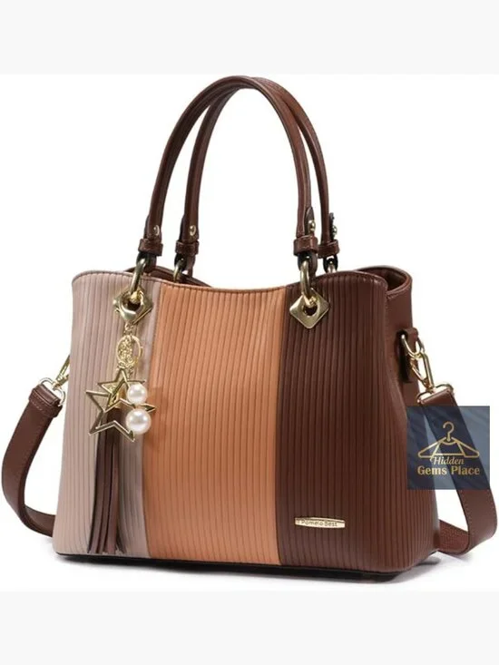 Satchel Tote Bag with Multiple Pockets Top Handle Shoulder Bag Ladies