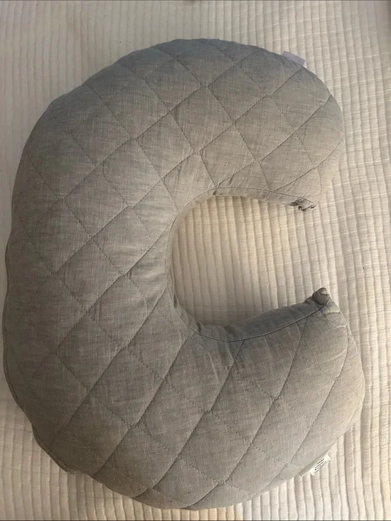 Pottery Barn Kids Quilted C-Shaped Nursing Pillow - Gray