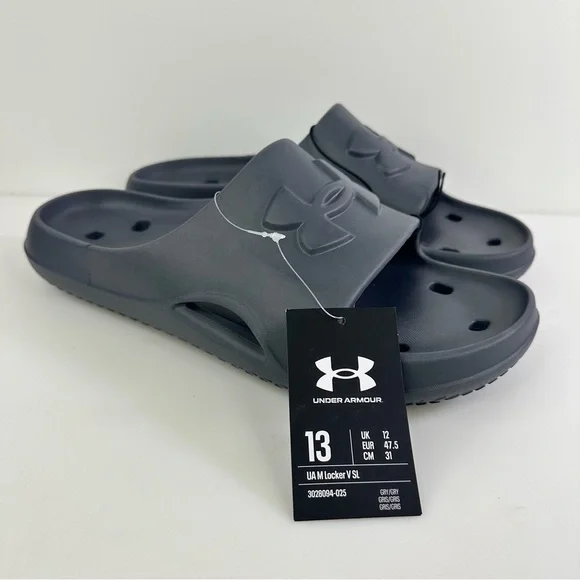 Under Armour locker v slides castlerock Gray Size 13