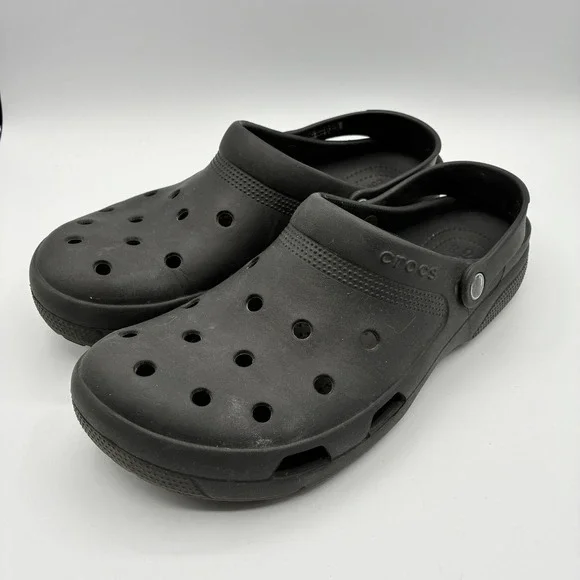 Crocs Classic Coast Clogs Mens 12 Black Slip On Backstrap Outdoor Water Sandal
