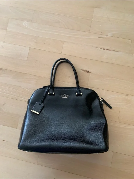 kate spade Black Patent Leather Satchel with Gold Hardware