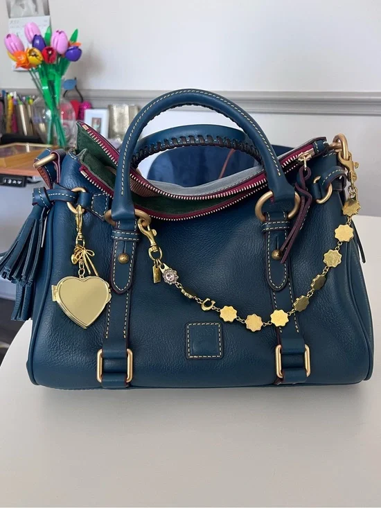 Dooney & Bourke Denim Leather Florentine Satchel with Gold Hardware