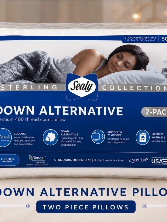 Sealy Sterling Collection Down Alternative Pillow - White (2-Pack)