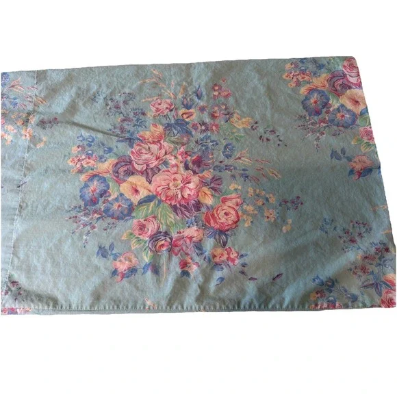 VTG 90's Ralph Lauren POMPANO Blue Chintz Floral Standard Pillow Case - One