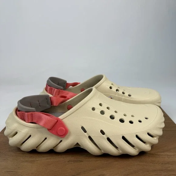 New NWT Mens Crocs‎ Echo Ivory Comfort Clogs Sandals Shoes Size 13 M