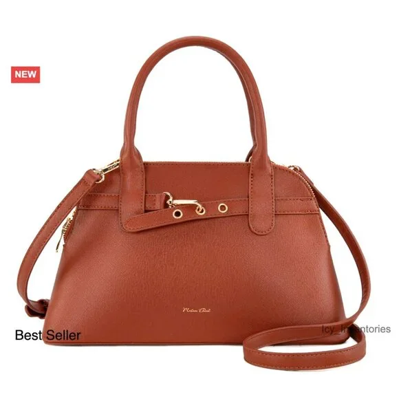 Textured Dome Satchel Crossbody Bag with Detachable Shoulder Strap