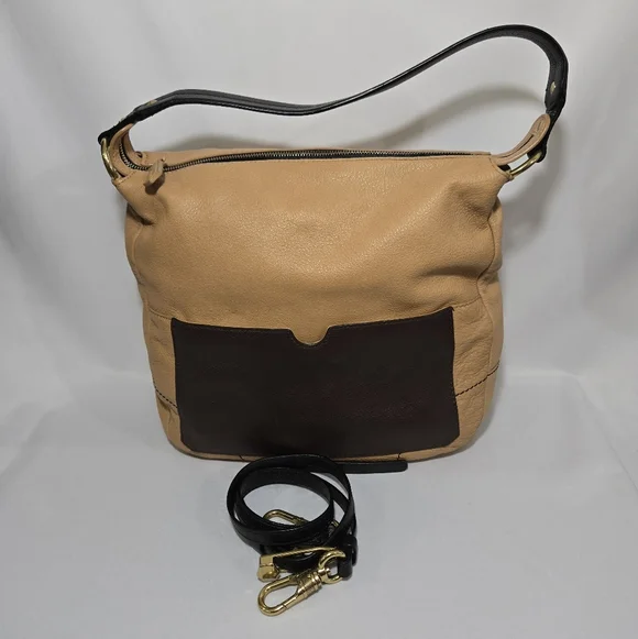 orYany Adele Pebbled Leather in Tan Satchel Purse