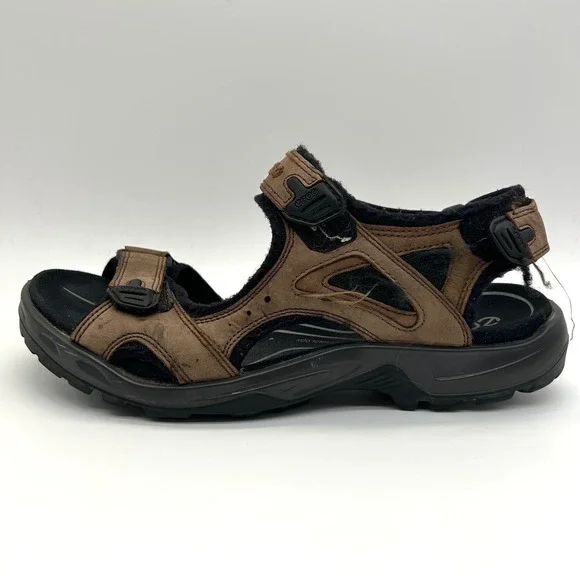 ECCO Yucatan Sport Sandals Mens 45 Brown Leather Hiking Walking Receptor Strappy