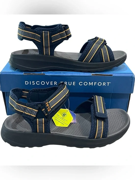 Nunn Bush Huck Sport Sandals Men’s 9 Navy Adjustable Comfort Lightweight NIB