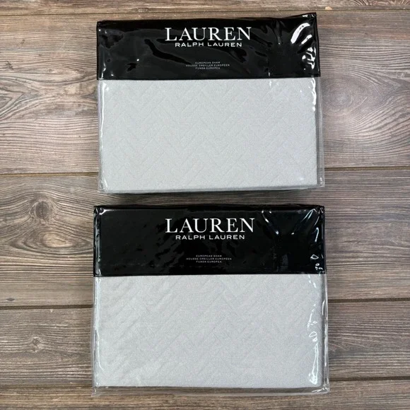 Ralph Lauren Kaia Set of 2 Euro Sham 26x26 Grey Textured Cotton Blend NEW