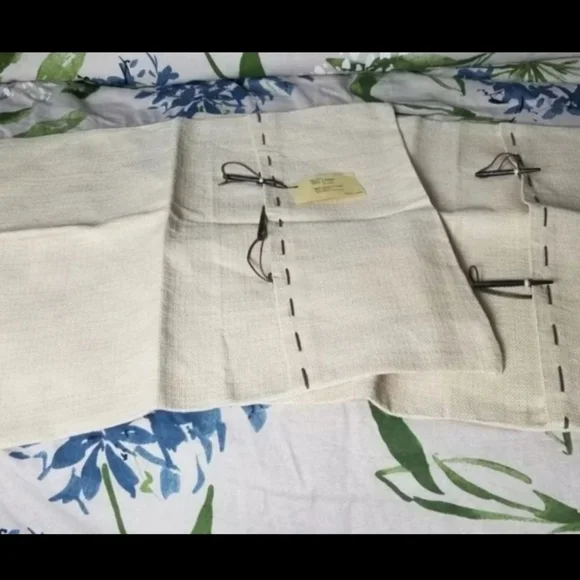 - 2 natural raffia fiber standard decorative shams boho / tribal