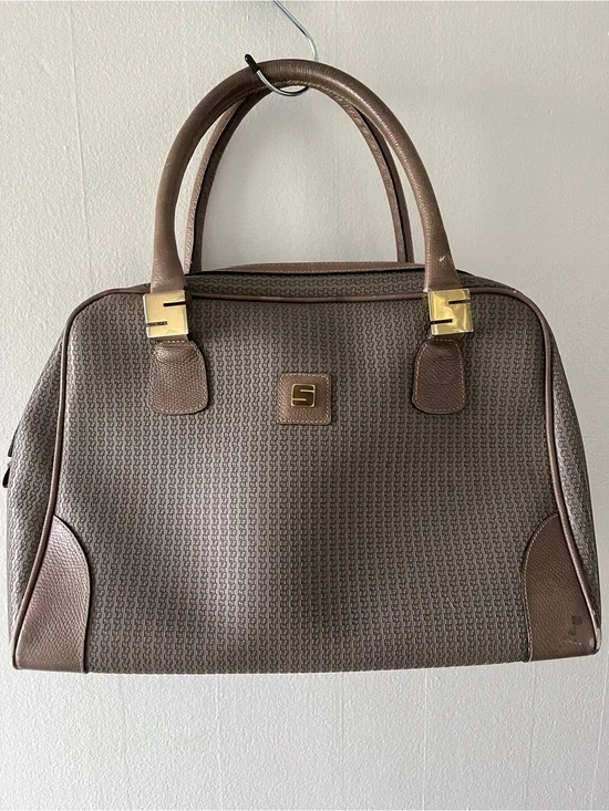 Stepan Made In Italy Structured Brown Satchel with Gold Accent Hardware