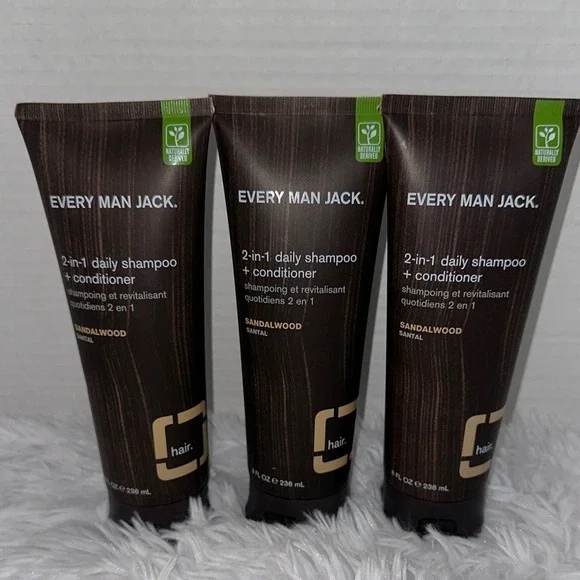 Every Man Jack 2-in-1 Daily Shampoo + Conditioner Sandalwood 8oz 3 Pack
