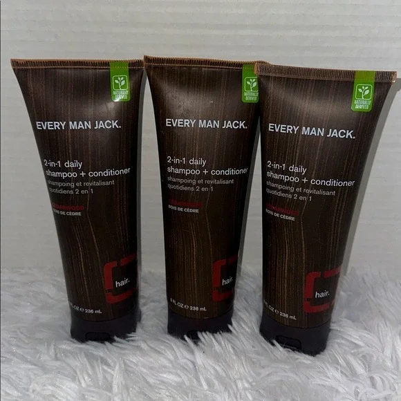 Every Man Jack 2-in-1 Daily Shampoo + Conditioner Cedarwood 8oz 3 Pack NEW