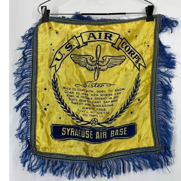 1940’s WWII Syracuse Air Force Base pillow sham. 17.5” square .