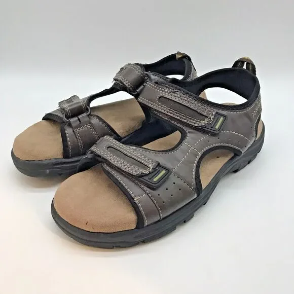 Thom McAn Daniel MemoTech  Sandals Men’s 9 Dark Brown & Black Beach Sport Shoes