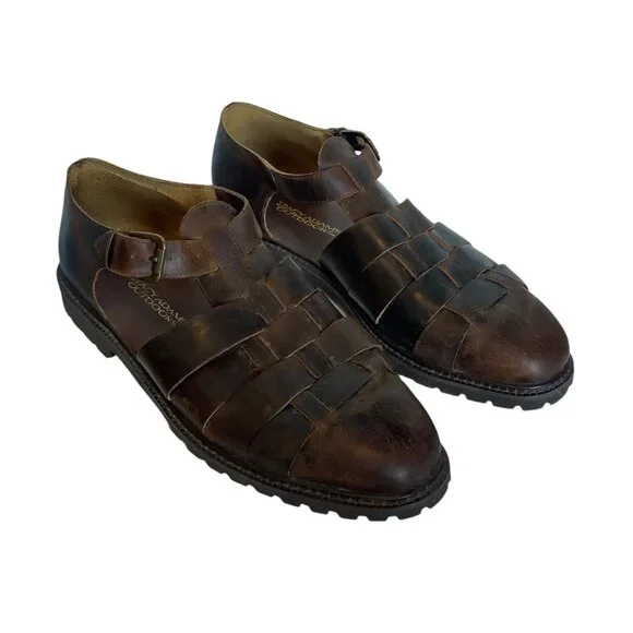 Vtg Stacy Adams Outdoor Brown‎ Leather Fisherman Sandals Men Size 12