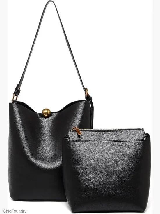 PU Leather Bucket Tote Satchel Hobo Crossbody Purse Shoulder Bag
