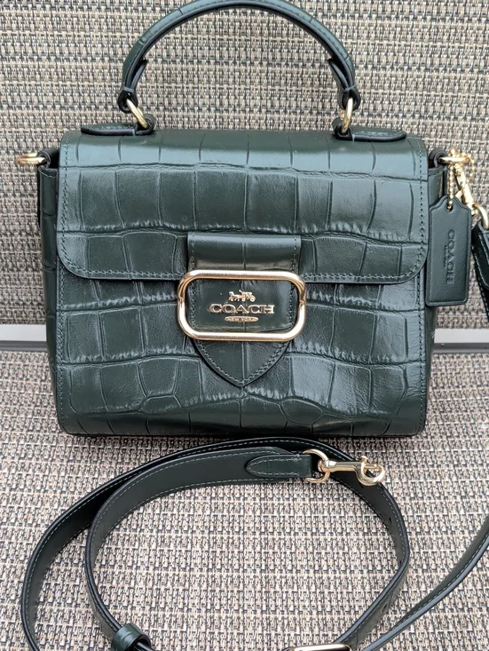 COACH Morgan Croc Embossed Top-Handle Satchel With Crossbody Strap (CN747) EUC
