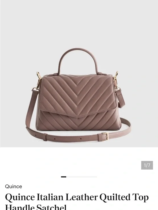 Quince Quilted Top-Handle Satchel Crossbody in Dark Taupe NWOT
