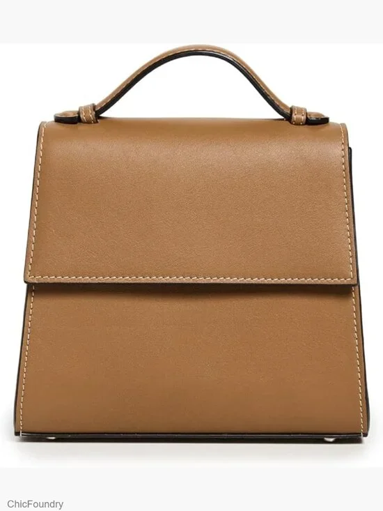 Small Top Handle Leather Satchel Crossbody Bag with Adjustable Strap