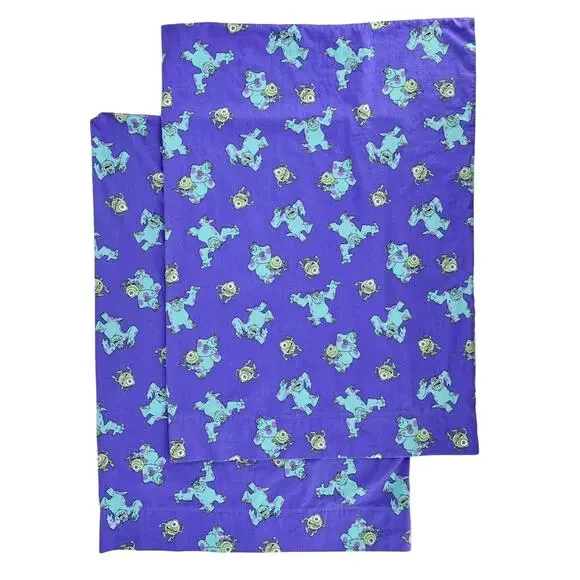 Y2K Disney Monsters Inc Pillowcases 2000s Vintage Set of 2