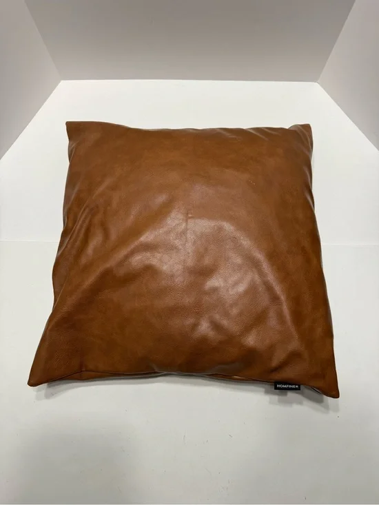 HOMFINER Faux Leather Pillow in Warm Cognac